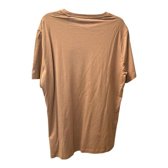 Guess Slim Fit Organic Cotton T-Shirt in Tan with Pattern - Picture 2 of 4